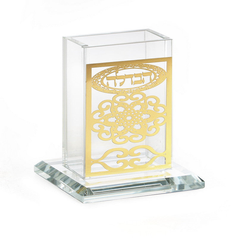 Crystal Havdallah Candle Holder-Gold Design (HV-X5603A)