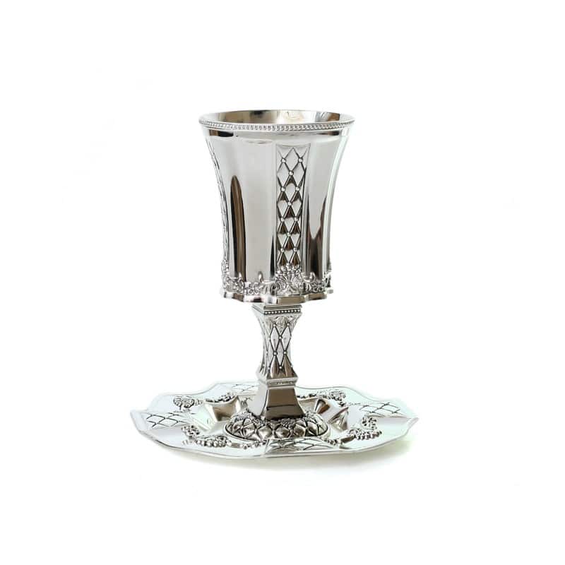 Silver Plated Kiddush Cup on Stem Pillow Design (KC-X800)