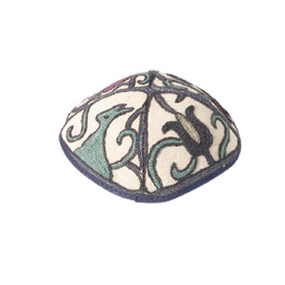 Blue Birds Hand Embroidered Kippah