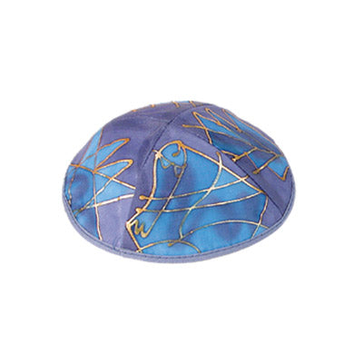 Blue Tribes Silk Painted Kippah