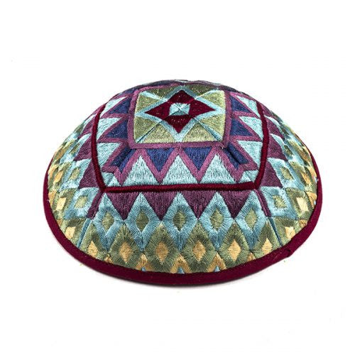 Emanuel Embroidered Kippah Geometric-- Multicolor (EM-YME17M)