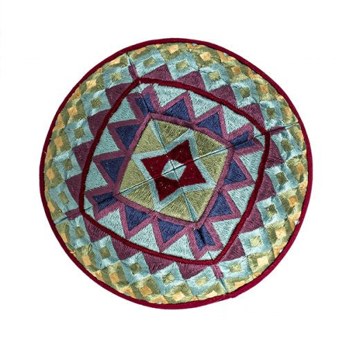 Emanuel Embroidered Kippah Geometric-- Multicolor (EM-YME17M)