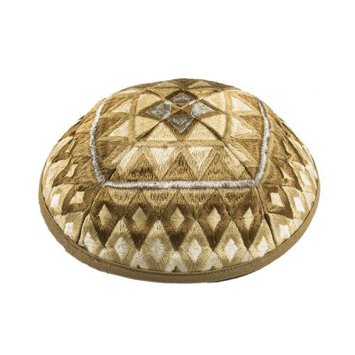 Emanuel Embroidered Kippah Geometric-- Gold (EM-YME17Z)