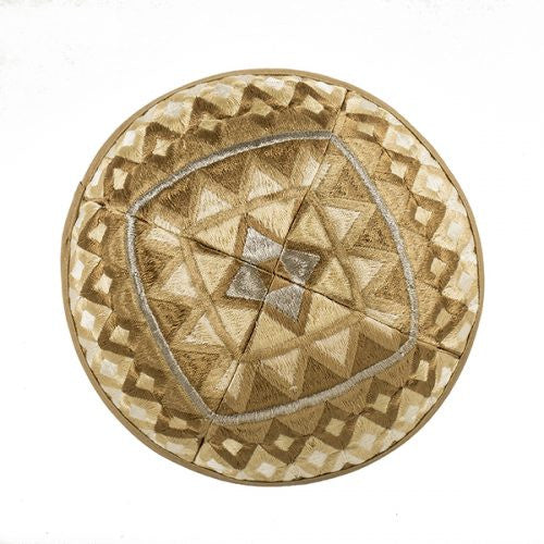 Emanuel Embroidered Kippah Geometric-- Gold (EM-YME17Z)