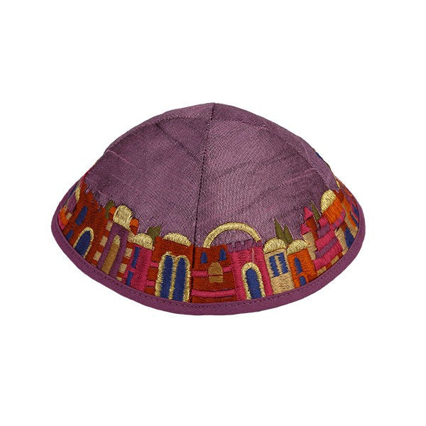 Purple and Colorful Embroidered Kippah (EM-YME1R)