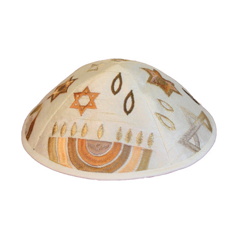 Gold Menorah Embroidered Kippah