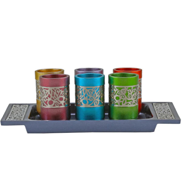 Emanuel Anodized Liquor Cups Set of 6 With Tray (EM-GC)