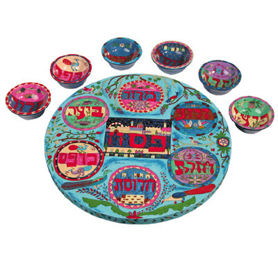 Emanuel Wooden Painted Seder Plate (EM-SP)