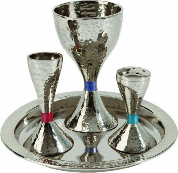 Yair Emanuel Nickel Havdalah Set - Hammer work - Silver (EM-HVC1)