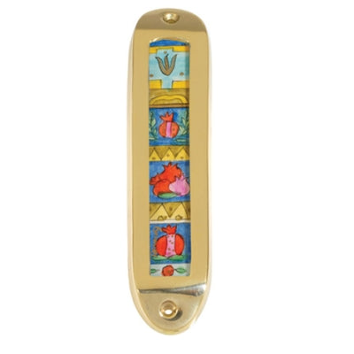 Large Brass and Wood Mezuzah (EM-MML)