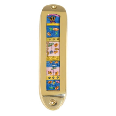 Large Brass and Wood Mezuzah (EM-MML)
