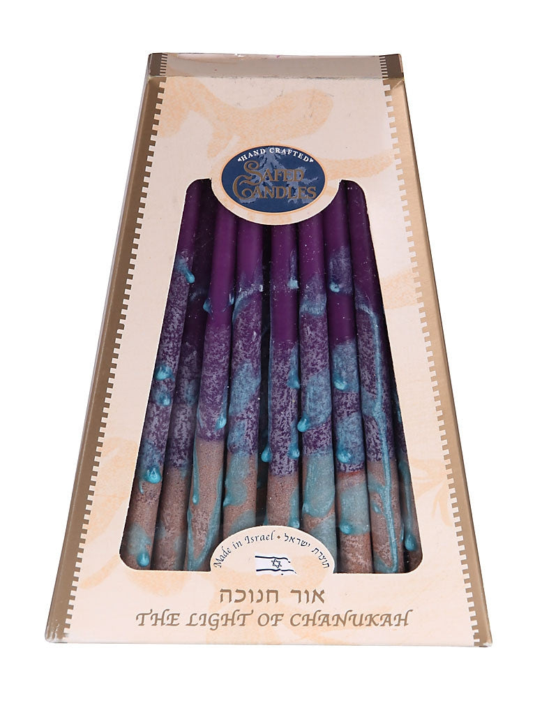 Safed Deluxe Chanukah Candles Beige, Aqua & Purple (CH-CP22T)