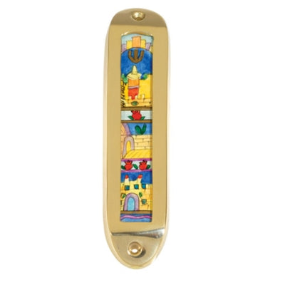 Large Brass and Wood Mezuzah (EM-MML)