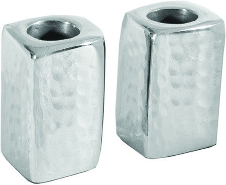 Anodized Aluminum Shabbat Candlestick - Matte Silver (EM-CSA)