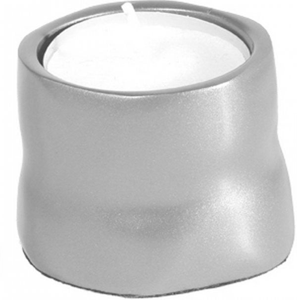Anodized Aluminum Tea Light Single Candle Holder Silver Matte -(EM-CSB1)