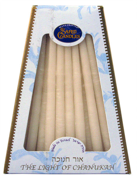 Deluxe Safed Chanukkah Candles White on White (CH-CP10T)