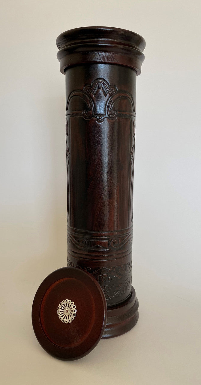 Antique Leather & Wood Megillah Holder 12"-Clean (MG-ALR12C)