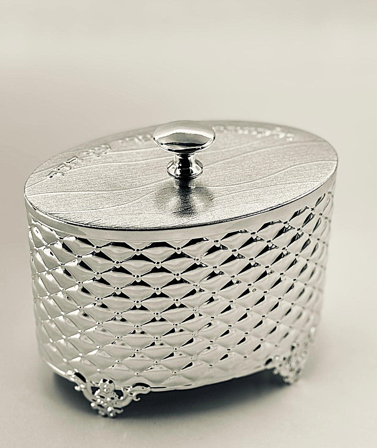 Silverplate Esrog Box Pillow Design 7"x4"x4" (ES-AVI914S)