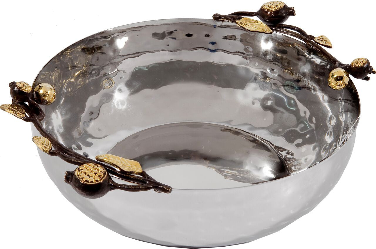 Emanuel Hammered Serving Bowl 10" with Pomegranate Branches (EM-BOC1)