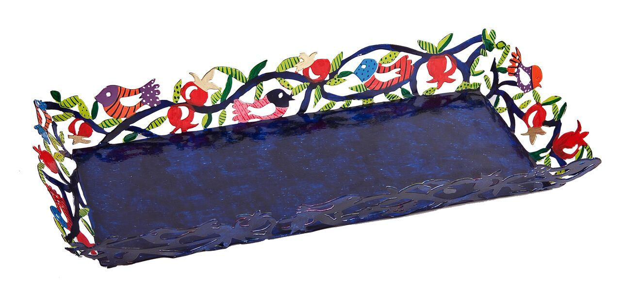 Emanuel Laser Cut Rectangular Tray-- Pomegranates (EM-BOD1)