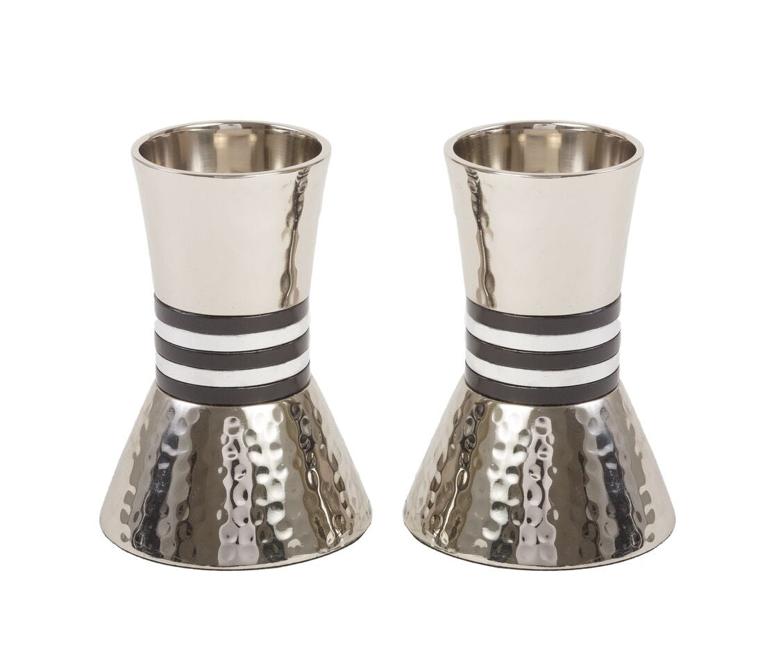 Emanuel Hammered Short Candlesticks- Black Rings (EM-CA5)