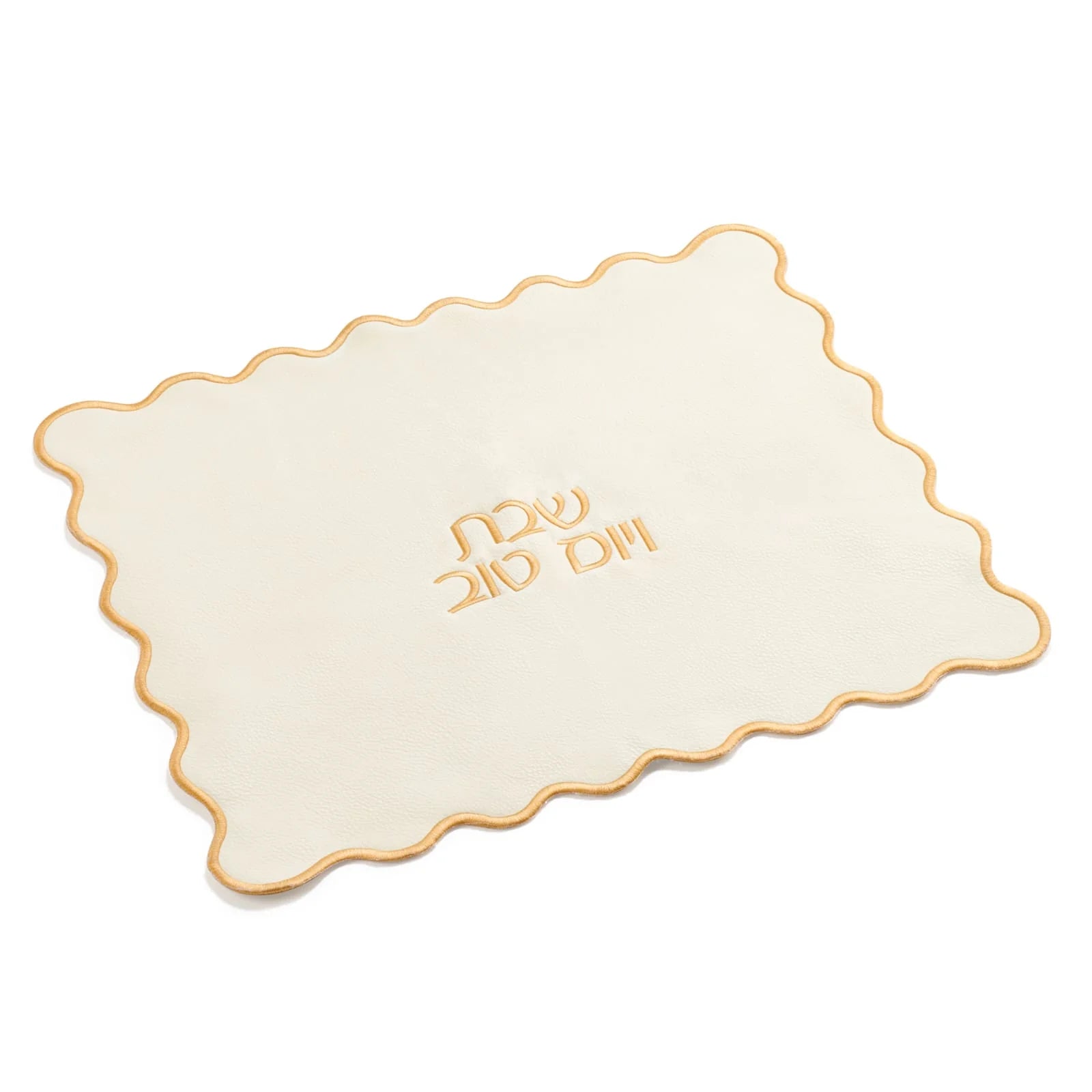 Leatherette Challa Cover White w/ Gold Border (CC-ZLCC2)
