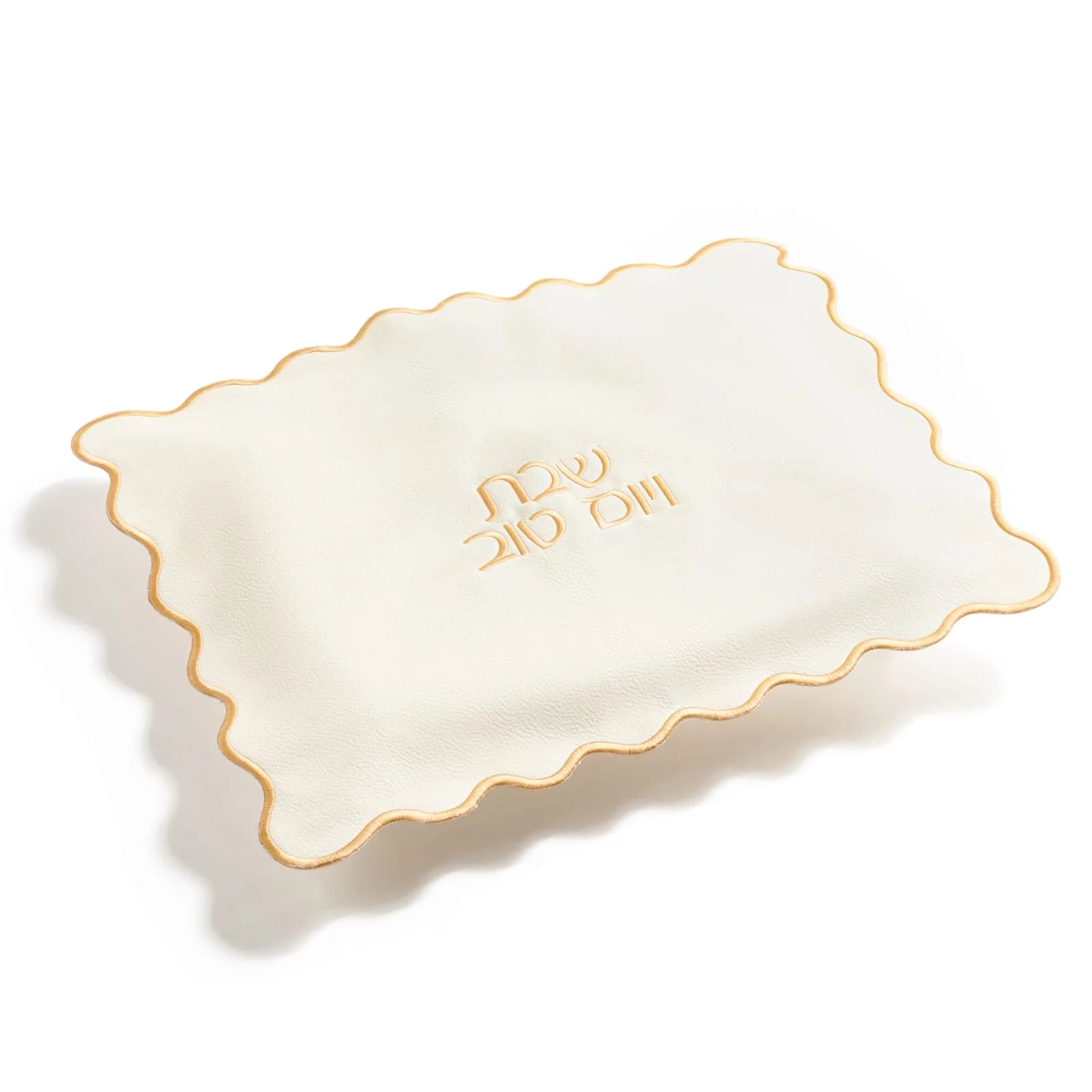 Leatherette Challa Cover White w/ Gold Border (CC-ZLCC2)