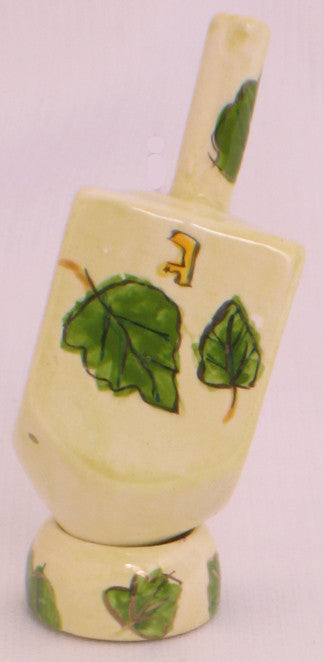 Karshi Ceramic Dreidel + Stand - Leaves (DR-5945)
