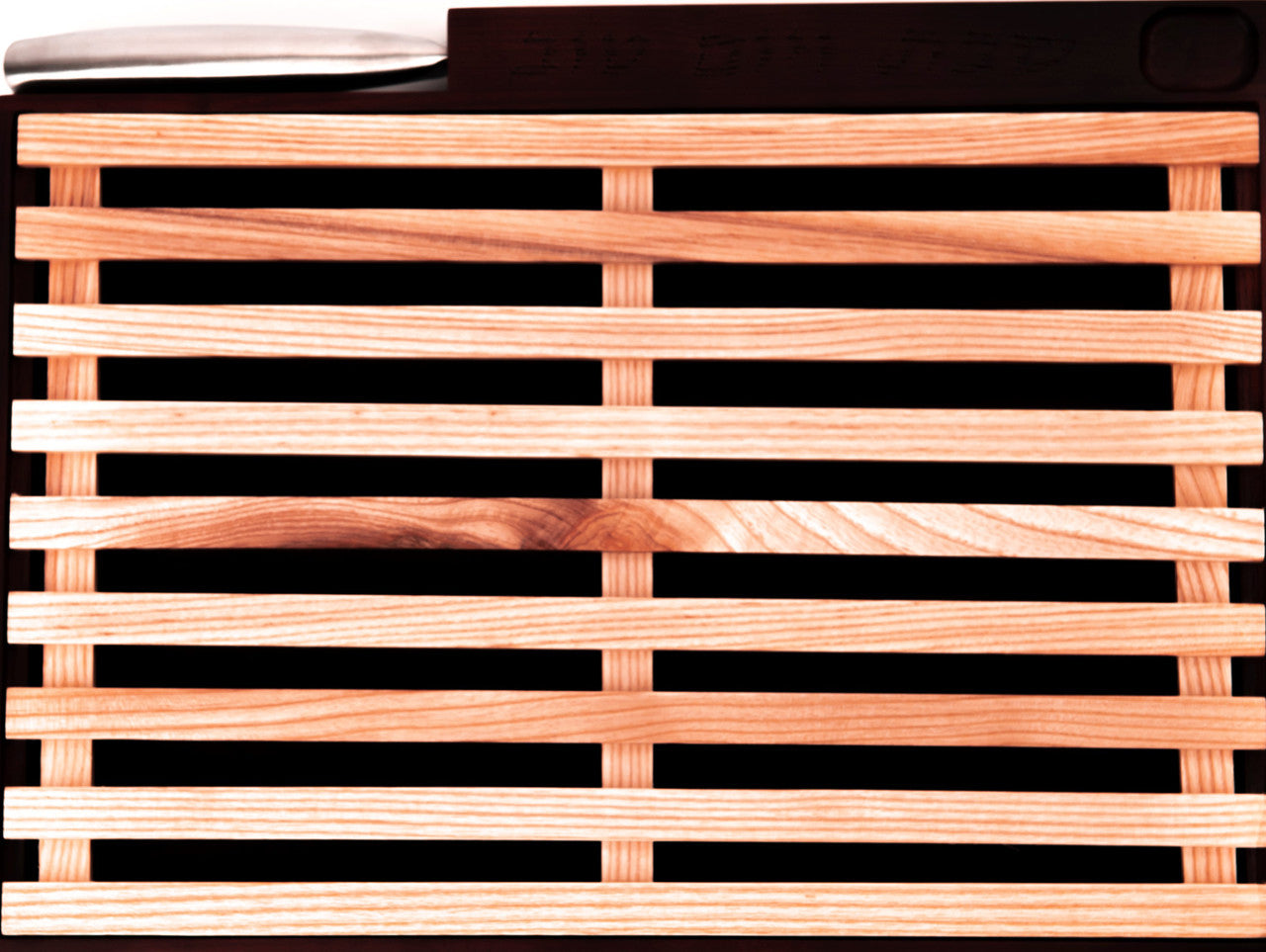 Hardwood 2 Tone Challa Board W/ Crumb Catcher & knife (CB-K152AW)