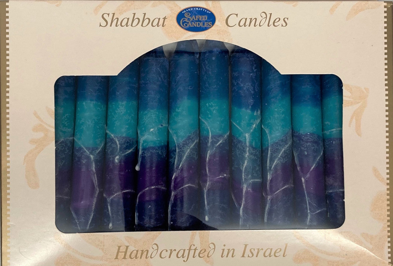 12 Tapered Israeli Shabbat Candles-Fantasy Blue (SC-SHSF-B)