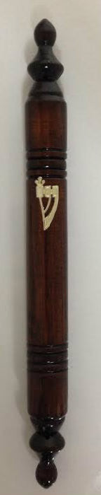 Dark Wood Round Mezuzah Case with Pointed Edges 15cm (MZ-DWM15B)