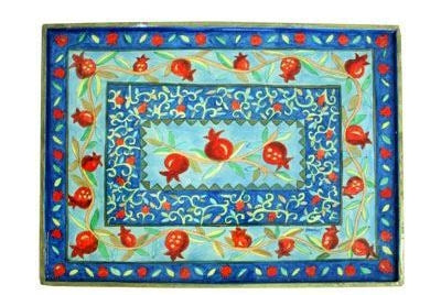 Emanuel Challah Board With Lucite Protector Pomegranates (EM-CB-9)