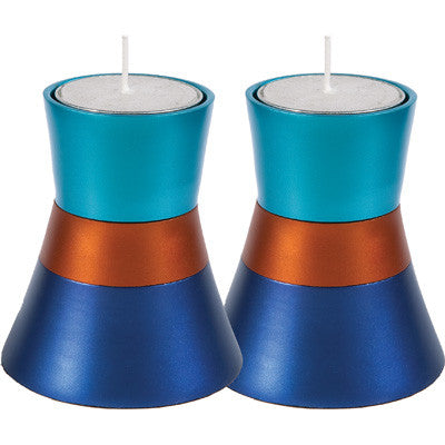 Anodized Aluminum Candlesticks Turquoise / Blue / Orange (EM-CMS6)