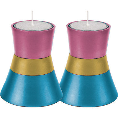 Anodized Aluminum Candlesticks Turquoise / PInk / Gold Small (EM-CMS7)