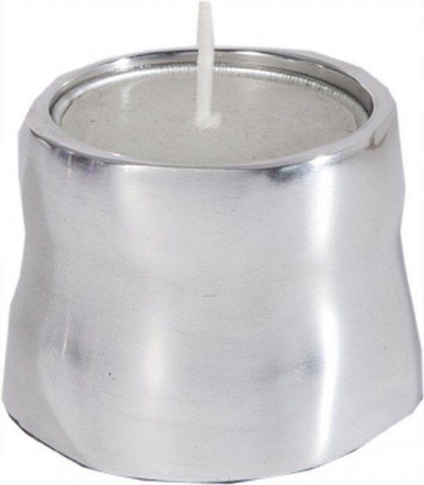Anodized Aluminum Tea Light Single Candle Holder Silver Shiny -(EM-CSB2)