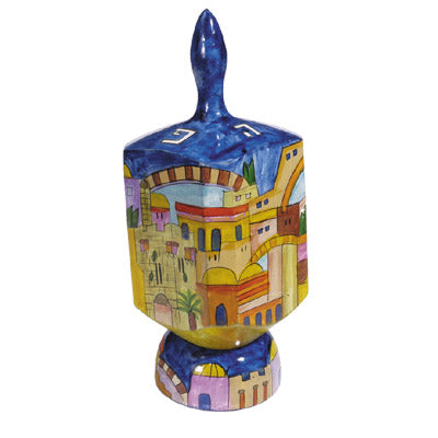 Emanuel Painted Extra Large Dreidel With Stand (EM-DXL-1)