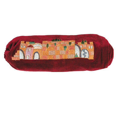 Emanuel Velvet Shofar Bag Jerusalem Maroon (EM-SPV2)