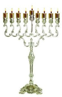 Silverplate Oil Menorah-16.5" (M-30235)