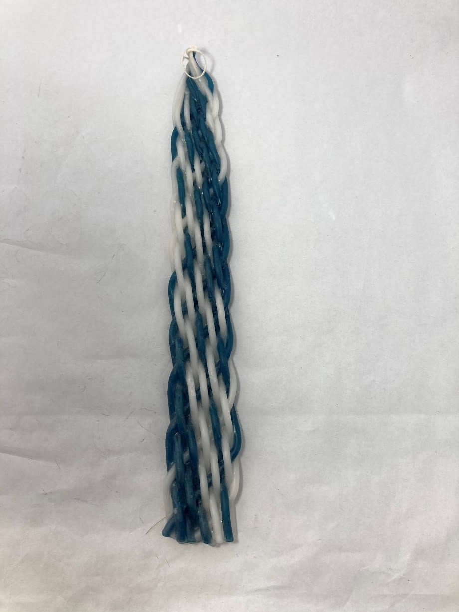 Havdalah Candle Blue White Wide - 12 Wicks 14" (HV-HBW12W)