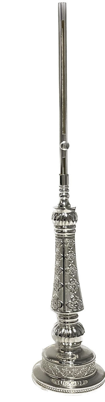 Silverplate Shabbat Candle Lighter Holder-Flower Design 16.5" (SHB-X5107A)