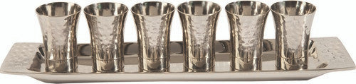 Emanuel Hammered Liquor Set 6 Cups- Silver (EM-GA1)