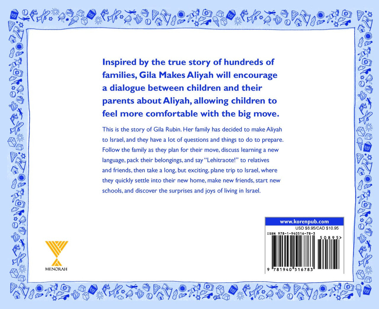 Gila Makes Aliyah Children's Book by Ariel Augenbraun Blacher (Paperback) (BKE-GMAPB)