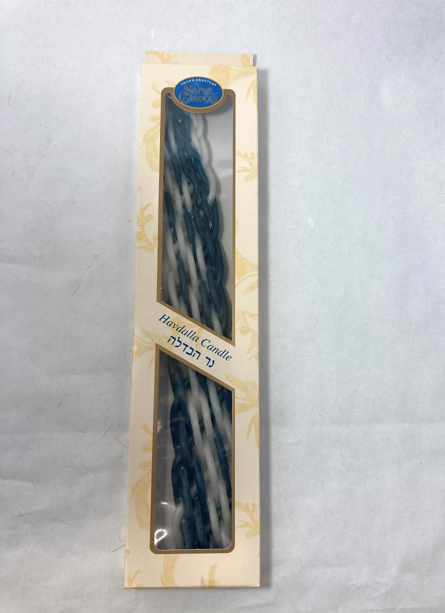 Havdalah Candle Blue White Wide - 12 Wicks 14" (HV-HBW12W)