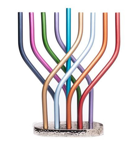 Emanuel Anodized Flame Menorah-- Multicolor (EM-HAR1)