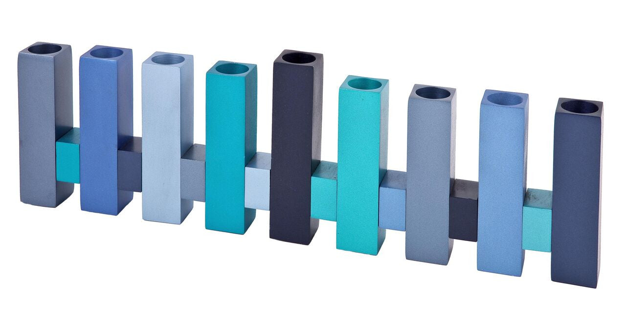 Emanuel Standing Squares Menorah--Blue (EM-HC2)