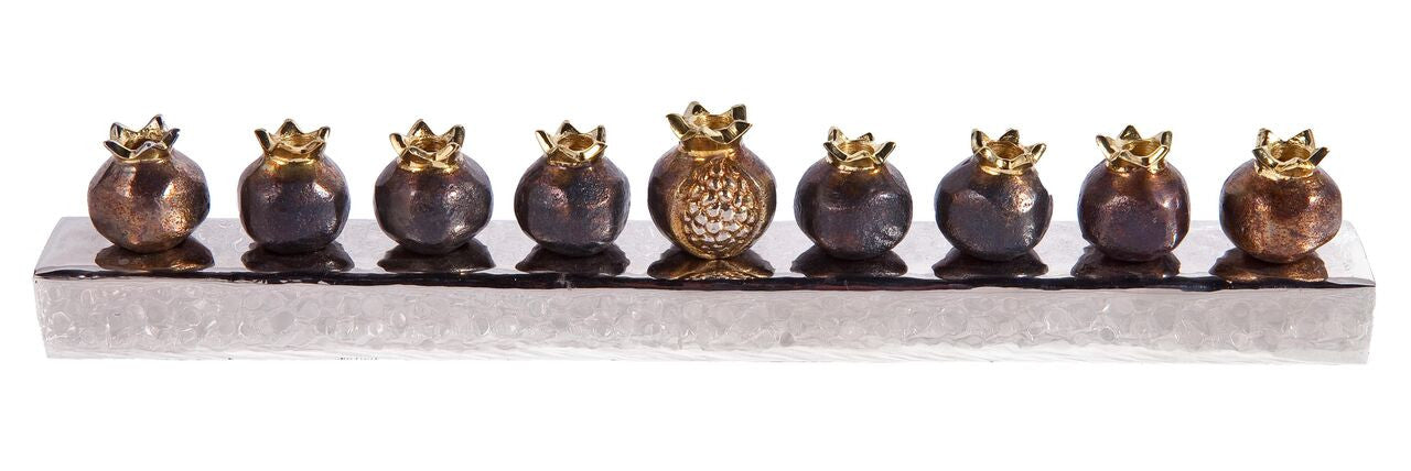 Emanuel Strip Chanukah Menorah Pomegranates-- Copper (EM-HK1)