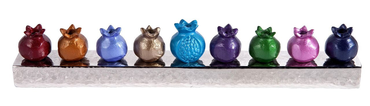 Emanuel Strip Chanukah Menorah Pomegranates-- Multicolor (EM-HK3)
