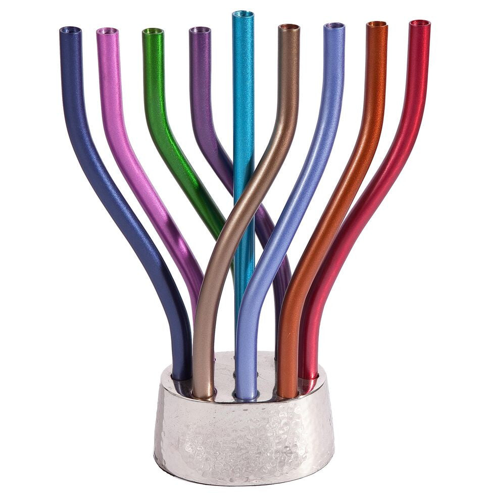 Emanuel Anodized Flame Menorah-- Multicolor (EM-HMJ1)