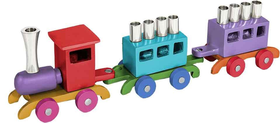 Emanuel Anodized Chanukah Menorah, Train-- Multicolor (EM-HMY1)