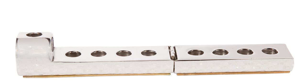 Emanuel Hammered Folding Travel Menorah-- Blue (EM-HTM2)